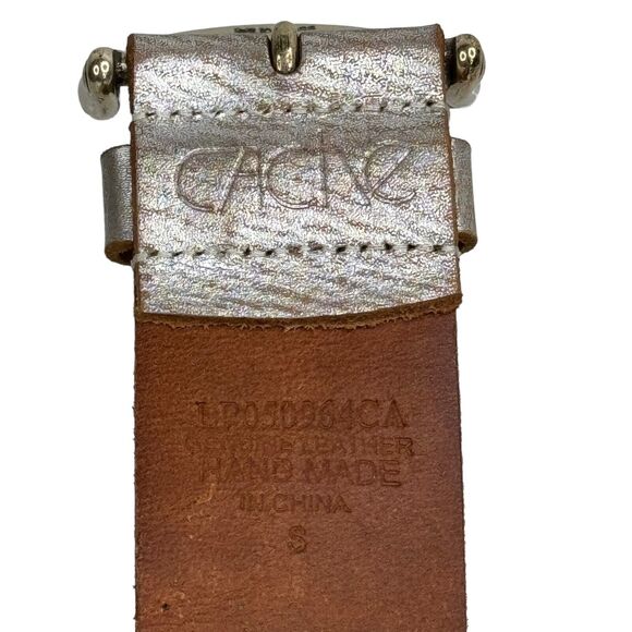 Cache Wide Metallic Braided Belt SZ S Women\'s Silver Woven Brass Buckle Western main image 7